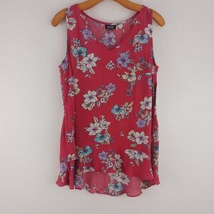 A.N.A Darby Floral Berry low high sleeves v-neck blouse size S